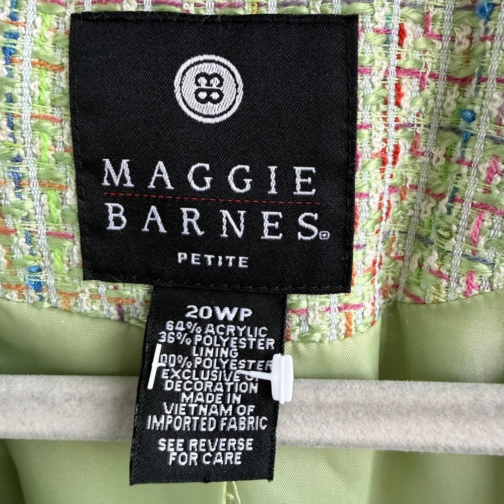 Vintage Maggie Barnes Tweed‎ Blazer | 20W Petite | Green Multicolor | Lined